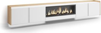 Skraut Home Skraut Home - Mueble Tv, Televisi&oacute;n, Muebles De Sal&oacute;n, Almacenaje, 315x35x50cm, Para Tv Hasta 80, Chimenea El&eacute;ctrica Xxl, Colgado, Suspendido, Led, Es