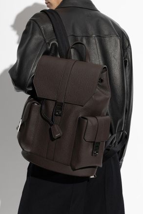Ferragamo Leather Backpack, Mens, Brown