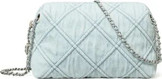 Tory Burch Fleming Denim Soft Crossbody Bag in Seltzer at Nordstrom