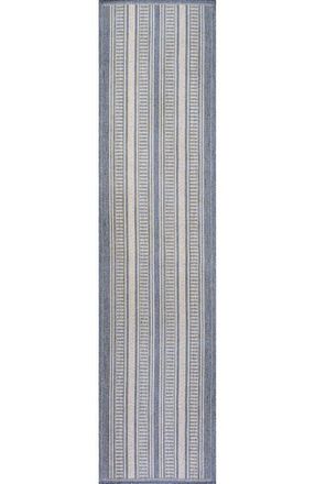 Jonathan Y Designs Haynes Modern Double Stripe Indoor/Outdoor Area Rug in Blue/light Gray at Nordstrom, Size 2Ft 0In X 8Ft 0In