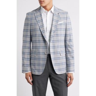 BOSS Hutson Plaid Sport Coat in Navy/Grey at Nordstrom Rack, Size 44 Regular