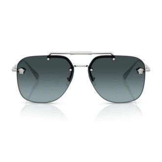 Versace Rimless Metal Frame Sunglasses - Gray