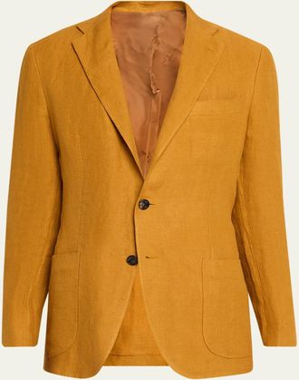 Kiton Mens Exclusive Deconstructed Linen Blazer