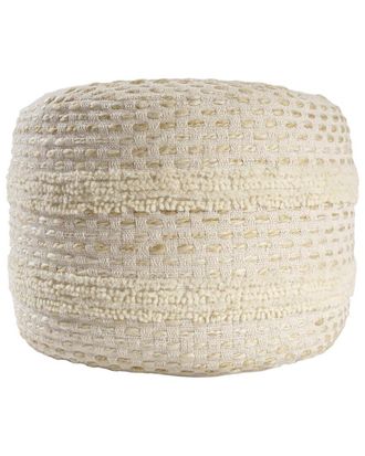 LR Home Dash Farmhouse Tufted Striped Woven Pouf