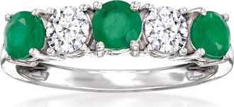 Ross-Simons Emerald and. Lab-Grown Diamond Ring in 14kt White Gold