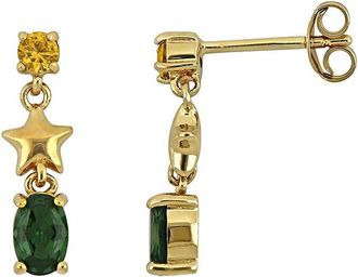 Rina Limor Gold-Plated Silver 1.13 Ct. Tw. Lab-Grown Gemstone Earrings