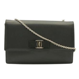 Ferragamo Pre-owned Vara Schoudertas - Dames - Pre-owned - Zwart - Maat: ONE Size Leer