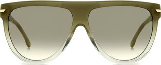 Victoria Beckham 60mm Flat Top Square Sunglasses in Olive/Green Shaded at Nordstrom
