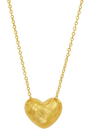 Savvy Cie Jewels GOLD PLATED BASKET WEAVE HEART NECKLACE