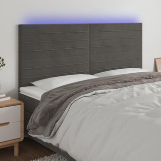 vidaXL Vidaxl - Cabecero Con Luces Led Terciopelo Gris Oscuro 200x5x118/128 Cm