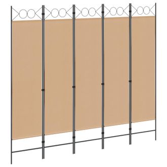 vidaXL Biombos De 5 Paneles Beige 200 X 180 Cm Tela Vidaxl