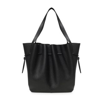 Yuzefi Tassen, Dames, Zwart, ONE Size, Leer, Scallop Tote