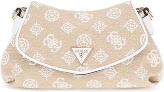 Guess Shoulder Bags, female, White, Size: ONE SIZE Canvas Crossbody Bag with Removable Strap