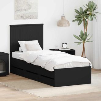 vidaXL Estructura De Cama Negro 90 X 190 Cm Madera Ingenieril Vidaxl