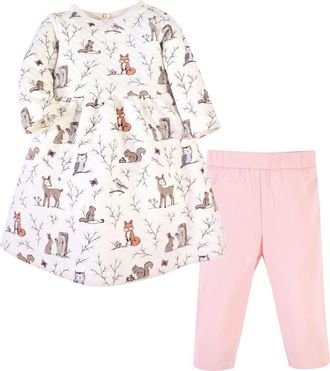 Hudson Baby Quilted Cotton Dress and Leggings in Enchanted Forest at Nordstrom, Size 12-18M