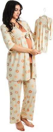 Everly Grey Analise During & After 5-Piece Maternity/Nursing Sleep Set for Mom & Baby in Daisies at Nordstrom, Size X-Small