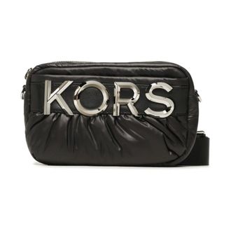 Michael Kors Cross Body Bags, female, Black, Size: ONE SIZE Logo Plaque Crossbody Bag