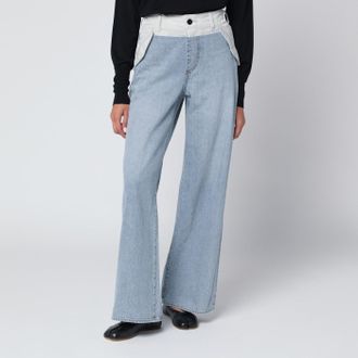 sacai Jeans bimateriale blu/grigio chiaro