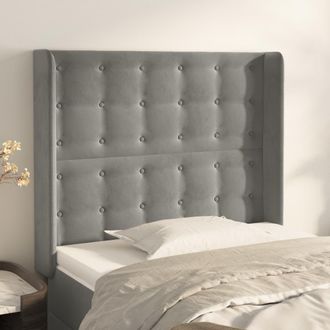vidaXL Cabecero Con Orejas De Terciopelo Gris Claro 103x16x118/128 Cm Vidaxl