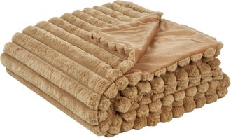 Beliani Beliani - Colcha Decorativa De Tela Suave Dormitorio 200 X 220 Cm Marr&oacute;n Claro Rakya
