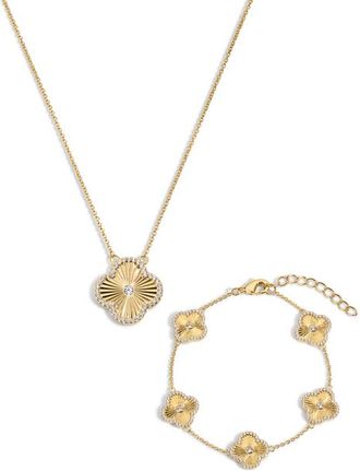 Electric Picks Icon Clover Necklace and Bracelet Set of 2 in Gold at Nordstrom