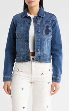 Desigual Mickey Mouse Denim Trucker Jacket in Medium Blue at Nordstrom Rack, Size X-Small
