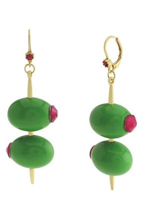 Betsey Johnson Olive Leverback Earrings in Green at Nordstrom