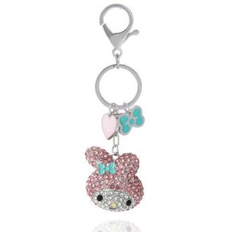 Hello Kitty My Melody Crystal Cluster Pav&eacute; Bag Charm Keychain in Pink, Multi at Nordstrom