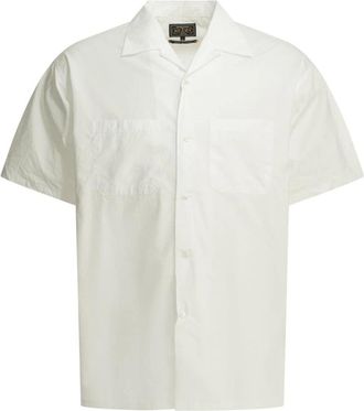 Beams Plus Camp Collar Kortarmet Skjorte - Heren - Korte mouwen Overhemden - Wit - M - Overhemden