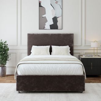 Bedmaster Chenille Divan Base & Plain Headboard in Charcoal | Size: Double