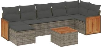 vidaXL Vidaxl - Set De Sof&aacute;s De Jard&iacute;n 8 Pzas Y Cojines Rat&aacute;n Sint&eacute;tico Gris