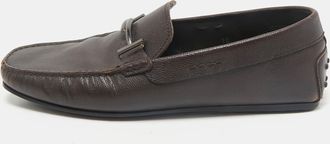 Tod's Tods Brown Leather Double T Slip On Loafers