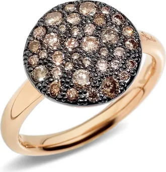 POMELLATO Sabbia Large Diamond Ring in Rose Gold/brown Diamond at Nordstrom, Size 6