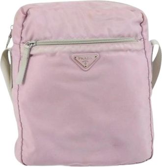 Prada Pre-owned Cross Body Bags, female, Pink, Size: ONE SIZE Pre-owned Nylon Cross Body Bag