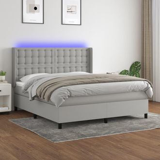 vidaXL Vidaxl - Cama Box Spring Colch&oacute;n Y Luces Led Tela Gris Claro 180x200 Cm