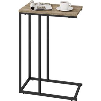 Woltu Woltu - Mesa Consola, Mesa De Sof&aacute;, Mesa De Centro Con Soporte En Forma De C, Efecto Madera Gris