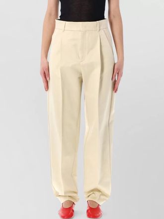 SOEUR organic cotton mid-rise pleated wide-leg ankle-length trousers