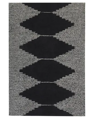 Beliani Beliani - Tappeto Pelo Corto Bianco E Nero In Cotone Modello Geometrico Pelo Corto 160 X 230 Cm Bathinda