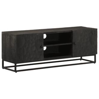 vidaXL Vidaxl - Mueble De Tv Madera Maciza De Mango Y Hierro Negro 110x30x40 Cm