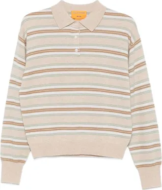 Guest In Residence Long-sleeve Striped Polo Shirt