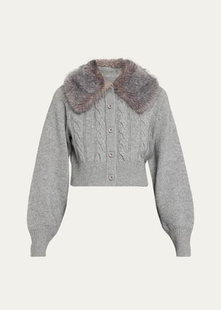 Toccin Rita Cable-Knit Cardigan with Removable Collar