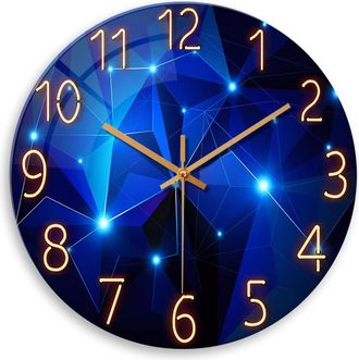 OEM Reloj De Pared Azul De 30 Cm A Pilas, Moderno Reloj De Pared De Cristal Sin Tictac Para Sala De Estar
