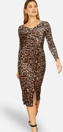 Yumi Velvet Long Sleeve Fitted Midi Dress in Brown at Nordstrom, Size 10