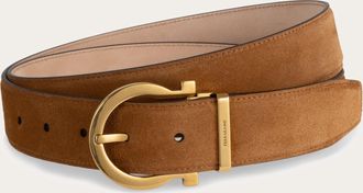 Ferragamo Men Adjustable belt with Gancini Brown