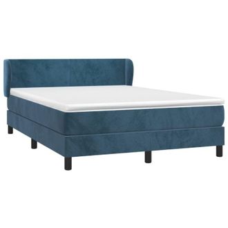vidaXL Cama Box Spring Con Colch&oacute;n Terciopelo Azul Oscuro 140x190 Cm Vidaxl