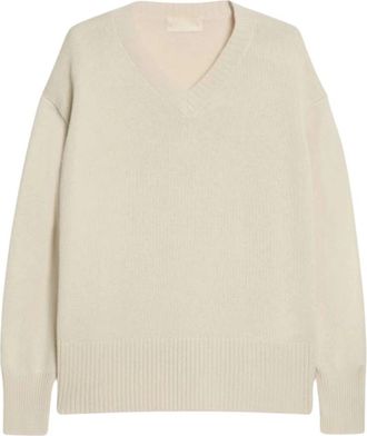 iBlues Cashmere Blend Jumper - Dames - V-hals truien - Beige - L - Wol - Truien & Vesten