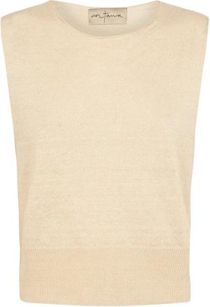 Cortana Rinen Vest - Dames - Tops zonder mouwen - Beige - XL - Linnen - Tops