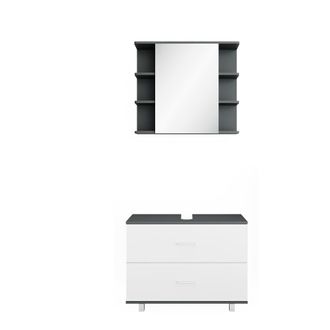 Vicco Conjunto De Muebles De Ba&ntilde;o Ilias, Blanco/antracita, 2 Piezas