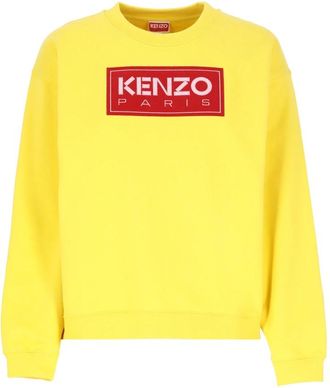 Kenzo Gouden Sweater met Paris Logo Patch - Dames - Sweatshirts - Geel - L - Katoen - Hoodies & sweatvesten