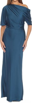 Joseph Ribkoff Womens Draped Cold Shoulder Satin Long Dress In Twilight